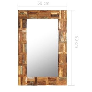 Oglindă de perete, lemn masiv reciclat, 60 x 90 cm - Img 5