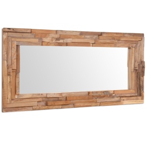 Oglindă decorativă din lemn de tec, 120 x 60 cm, dreptunghiular - Img 4