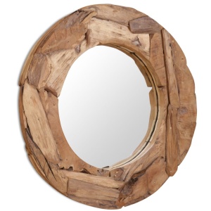 Oglindă decorativă Lemn de tec 80 cm Rotundă - Img 4