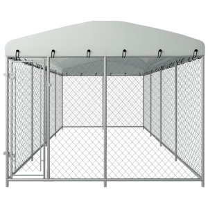 Padoc pentru câini de exterior, cu acoperiș, 8 x 4 x 2 m - Img 2