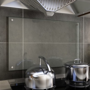 Panou antistropi bucătărie transparent 80x50 cm sticlă securiz.