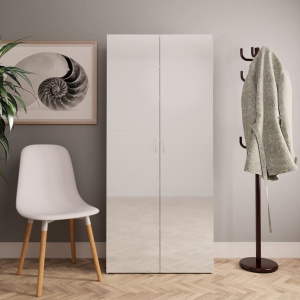Pantofar, alb foarte lucios, 80 x 35,5 x 180 cm, PAL