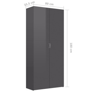 Pantofar, gri foarte lucios, 80 x 35,5 x 180 cm, PAL - Img 7