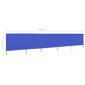 Paravan anti-vânt cu 5 panouri, azur, 600 x 120 cm, textil - Img 5
