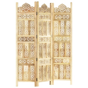 Paravan cameră sculptat manual 3 panouri 120x165 cm mango - Img 10