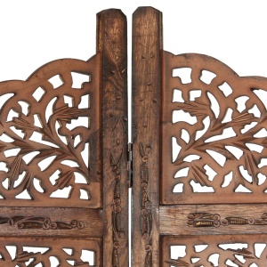 Paravan cameră sculptat manual 4 panouri maro 160x165 cm mango - Img 3