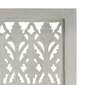 Paravan cameră sculptat manual 5 panouri gri 200x165 cm mango - Img 6