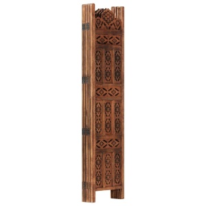Paravan cameră sculptat manual 5 panouri maro 200x165 cm mango - Img 2