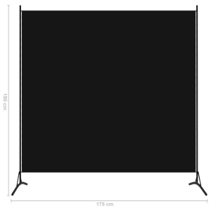 Paravan de cameră cu 1 panou, negru, 175 x 180 cm - Img 5