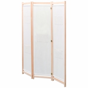 Paravan de cameră cu 3 panouri, crem, 120x170x4 cm, textil - Img 3