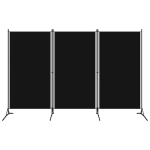 Paravan de cameră cu 3 panouri, negru, 260 x 180 cm