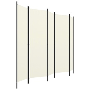 Paravan de cameră cu 5 panouri, alb crem, 250 x 180 cm - Img 3