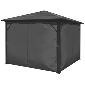 Pavilion cu perdea, antracit, 300 x 300 cm, aluminiu - Img 4