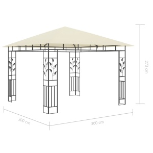 Pavilion cu plasă anti-țânțari, crem, 3x3x2,73 m, 180 g/m² - Img 5