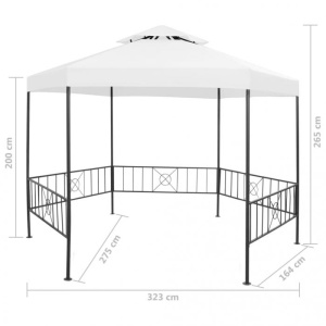 Pavilion de grădină, alb, 323 x 275 x 265 cm, 180 g/m² - Img 7