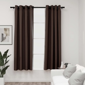 Perdele opace aspect pânză ocheți 2 buc. gri taupe 140x175 cm
