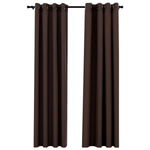 Perdele opace, aspect pânză, ocheți, 2 buc., taupe, 140x245 cm - Img 2