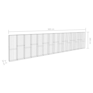 Perete gabion cu capace, 900 x 50 x 200 cm, oțel galvanizat - Img 5