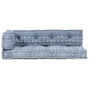 Pernă de canapea din paleți, indigo, textil, petice - Img 2