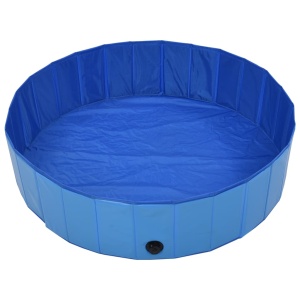 Piscină pentru câini pliabilă, albastru, 120 x 30 cm, PVC - Img 4