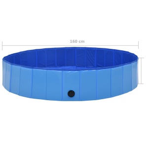 Piscină pentru câini pliabilă, albastru, 160 x 30 cm, PVC - Img 7