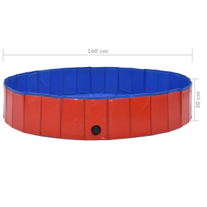 Piscină pentru câini pliabilă, roșu, 160 x 30 cm, PVC - Img 9