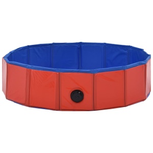 Piscină pentru câini pliabilă, roșu, 80 x 20 cm, PVC - Img 8