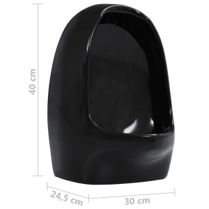 Pisoar de perete cu supapă pentru spălare, negru, ceramică - Img 6