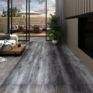 Plăci de pardoseală autoadezive, gri lucios, 5,02 m², PVC, 2 mm