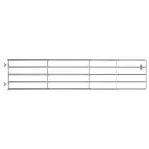 Poartă de câmp cu 5 bare, argintiu, (150-400) x 90 cm, oțel - Img 2