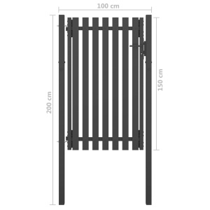 Poartă de gard grădină, antracit, 1 x 2 m, oțel - Img 4