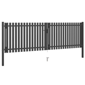 Poartă de gard grădină, antracit, 4 x 1,5 m, oțel - Img 2