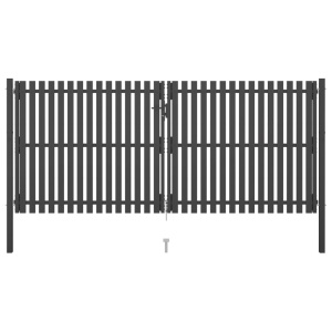 Poartă de gard grădină, antracit, 4 x 2 m, oțel