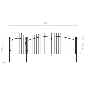 Poartă de grădină, negru, 2 x 4 m, oțel - Img 5