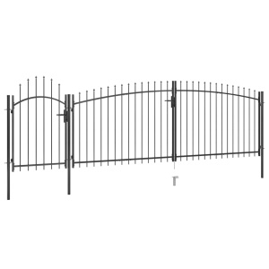 Poartă gard pentru grădină cu vârf suliță, negru, 5 x 2 m - Img 2