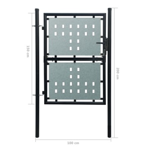 Poartă neagră pentru gard 100 x 200 cm - Img 5