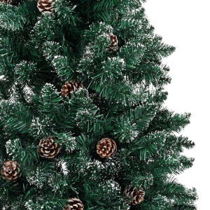 Pom Crăciun artificial subțire, lemn și zăpadă, verde, 210 cm - Img 4