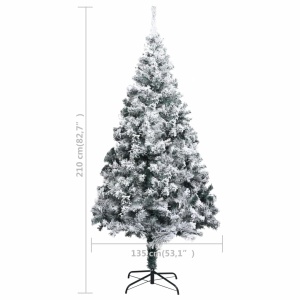 Pom de Crăciun artificial cu zăpadă, verde, 210 cm, PVC - Img 5