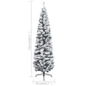 Pom de Crăciun artificial, subțire, cu zăpadă, verde 210 cm PVC - Img 5