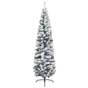 Pom de Crăciun artificial subțire cu zăpadă verde 240 cm PVC - Img 2