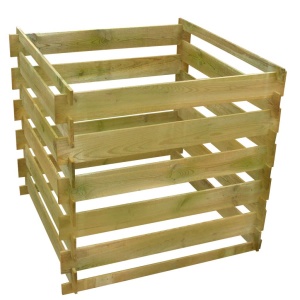 Pubelă de compost din șipci 0,54 m3 lemn, pătrat - Img 2