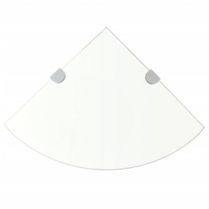 Raft de colț din sticlă transparentă cu suporți crom 25 x 25 cm
