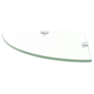 Raft de colț din sticlă transparentă cu suporți crom 25 x 25 cm - Img 2