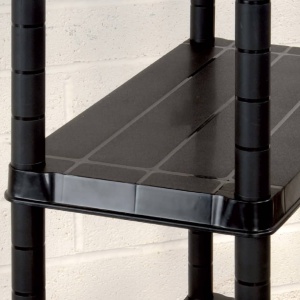 Raft de depozitare cu 4 polițe, negru, 61x30,5x130 cm, plastic - Img 3
