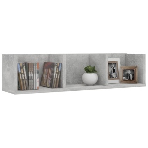Raft de perete CD-uri, gri beton, 75 x 18 x 18 cm, PAL - Img 3