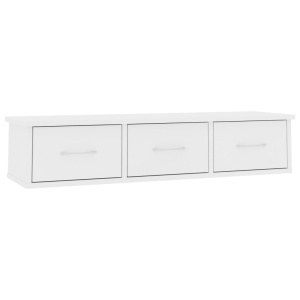 Raft de perete cu sertare, alb, 88x26x18,5 cm, PAL - Img 2