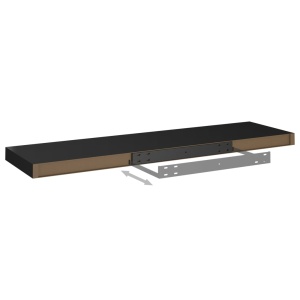Raft de perete suspendat, negru, 90x23,5x3,8 cm, MDF - Img 5
