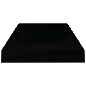Raft de perete suspendat, negru extralucios, 50x23x3,8 cm, MDF - Img 8