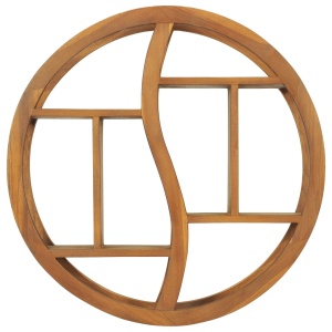 Raft de perete Yin Yang, 60x15x60 cm, lemn masiv de tec - Img 2
