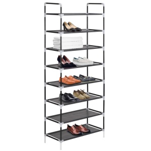 Raft incălțăminte 8 rafturi, Metal și textil nețesut, Negru - Img 2